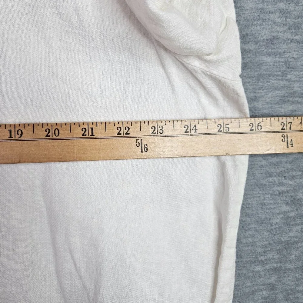 FLAX Women's Size XL White 100% Linen Short Sleeve Boxy Relaxed Top - Picture 4 of 6